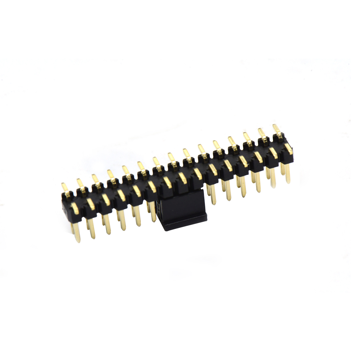 Pitch 2.00mm 180° 双排 SMT 单塑排针 SMT+CAP PC6.5 2X15Pin 黑色 镀全金G/F