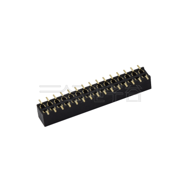 Pitch 2.00mm 180° 双排H2.0 W4.0 双塑排针 SMT PC5.5 PB1.6 PA3.0 2X15Pin 黑色 PA6T，94V-0 镀全金G/F