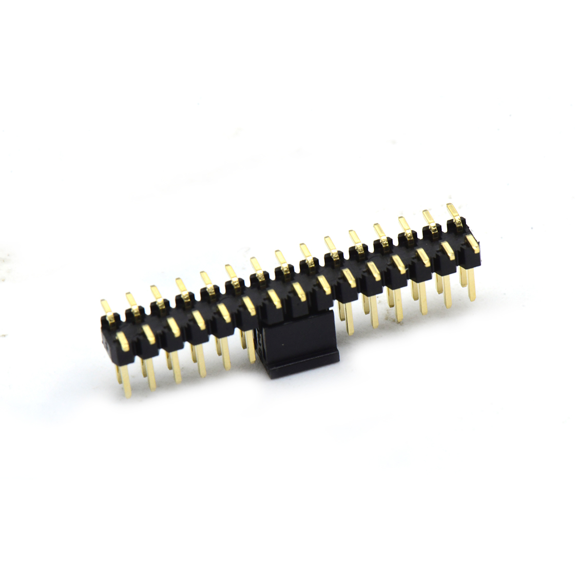 Pitch 2.00mm 180° 双排 SMT 单塑排针 SMT+CAP PC6.5 2X15Pin 黑色 PA9T,94V-0 镀金足1U