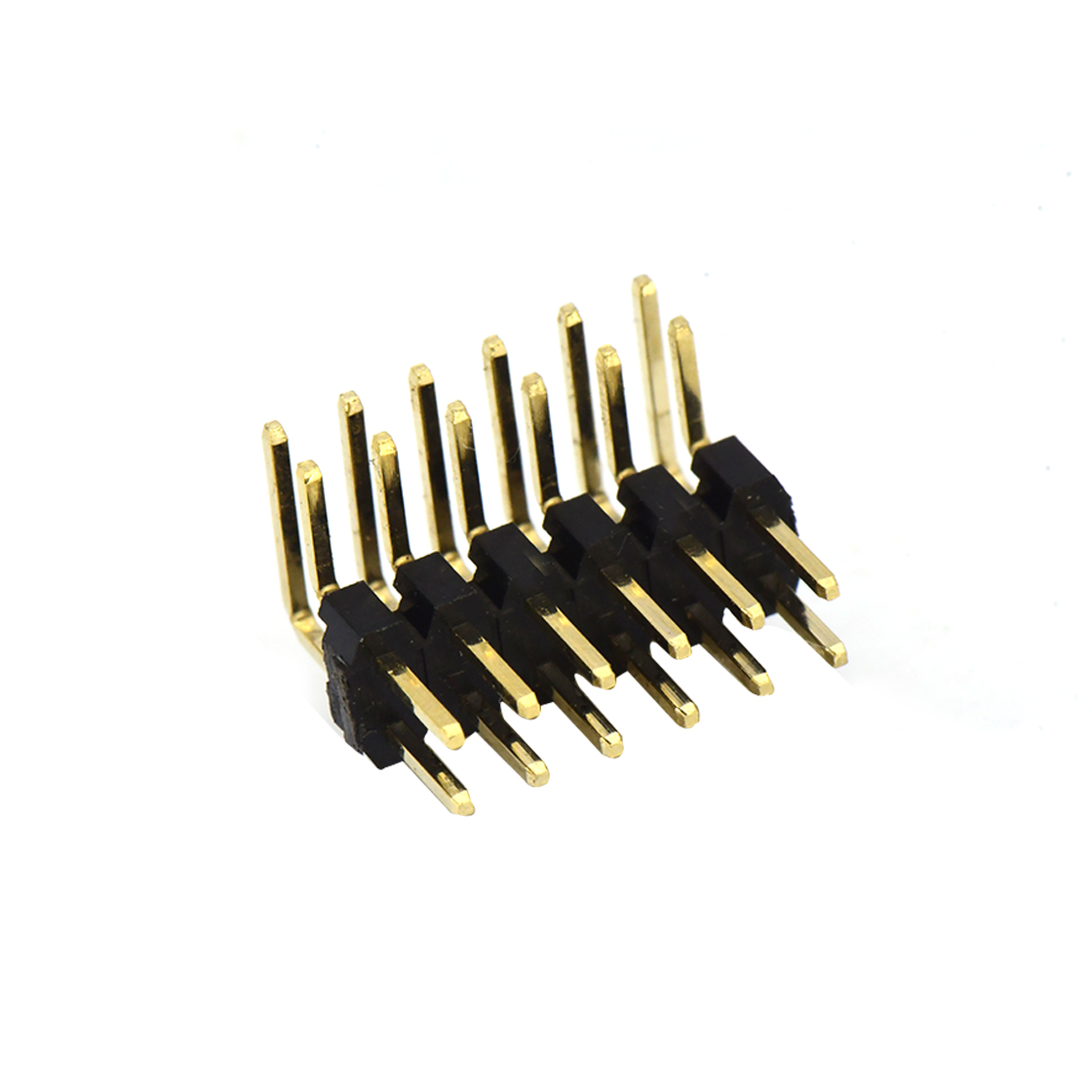 Pitch 2.00mm 90º 双排 DIP 单塑排针 2X06Pin 黑色 镀全金G/F HF
