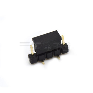 Pitch 2.54mm 180°单排 H2.0W2.5 SMT+CAP 排针 PC: 4.8MM 05Pin 黑色 镀全金G/F