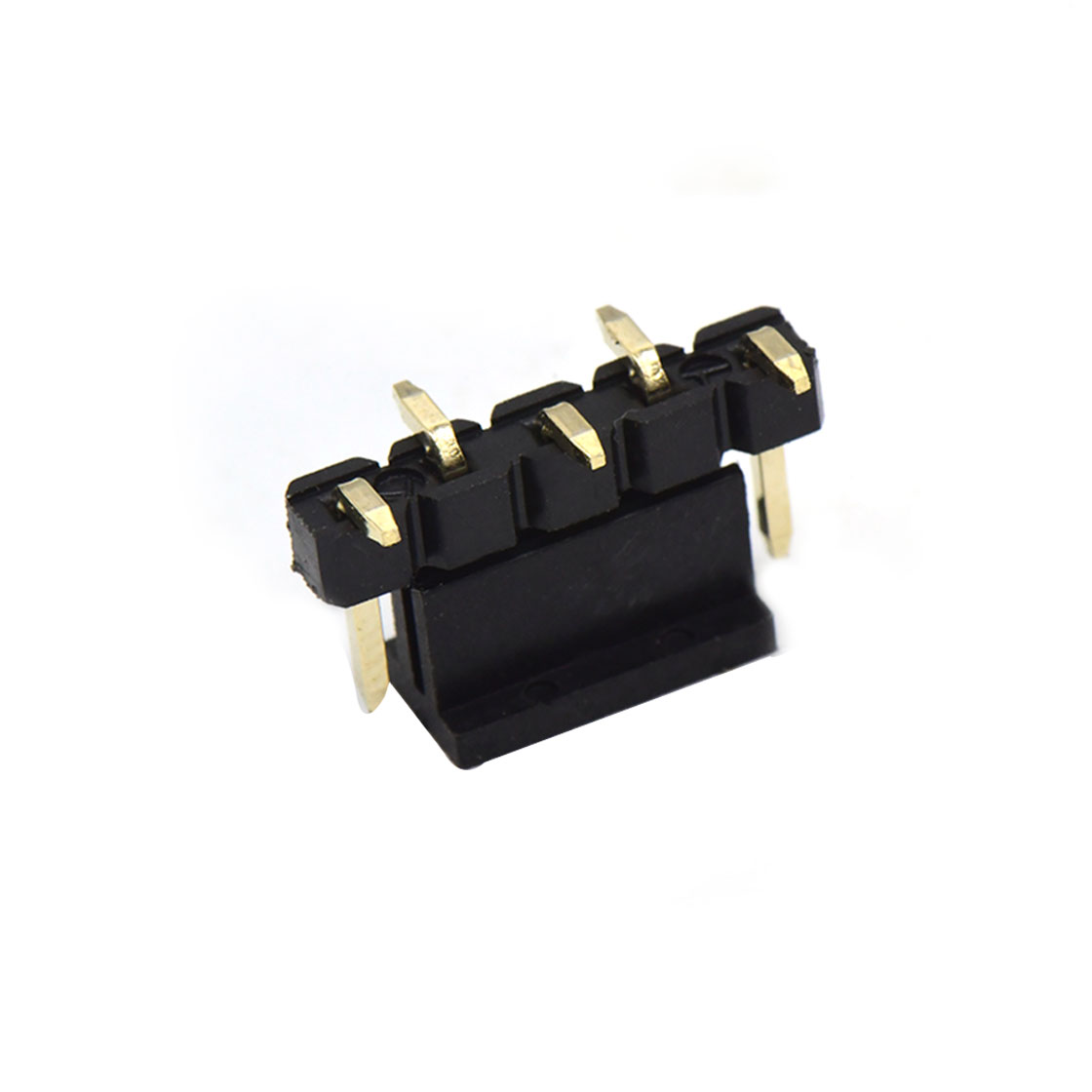 Pitch 2.54mm 180°单排 H2.0W2.5 SMT+CAP 排针 PC: 4.8MM 05Pin 黑色 镀全金G/F