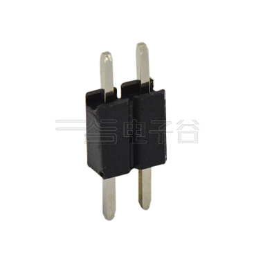 Pitch 2.54mm 180° 单排 DIP 双塑排针 PA3.5 PC3.0 L=11.5MM 1X02Pin 黑色 PA6T，94V-0 镀全金G/F