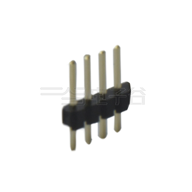 Pitch 2.54mm 180° 单排 DIP 单塑 排针 L=11.5MM 1X04Pin 黑色 PA6T，94V-0 镀全金G/F