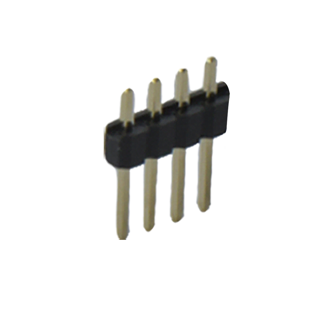 Pitch 2.54mm 180° 单排 DIP 单塑 排针 L=11.5MM 1X04Pin 黑色 PA6T，94V-0 镀全金G/F
