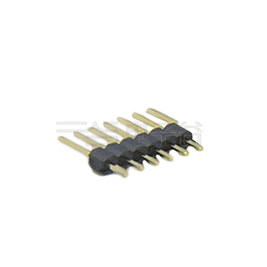 Pitch 2.54mm 180° 单排 DIP 单塑 排针 L=11.5MM 1X07Pin 黑色 PA6T，94V-0 镀全金G/F