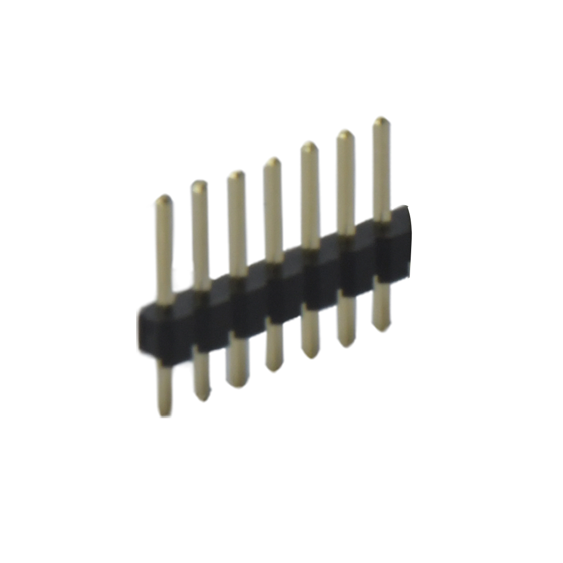 Pitch 2.54mm 180° 单排 DIP 单塑 排针 L=11.5MM 1X07Pin 黑色 PA6T，94V-0 镀全金G/F