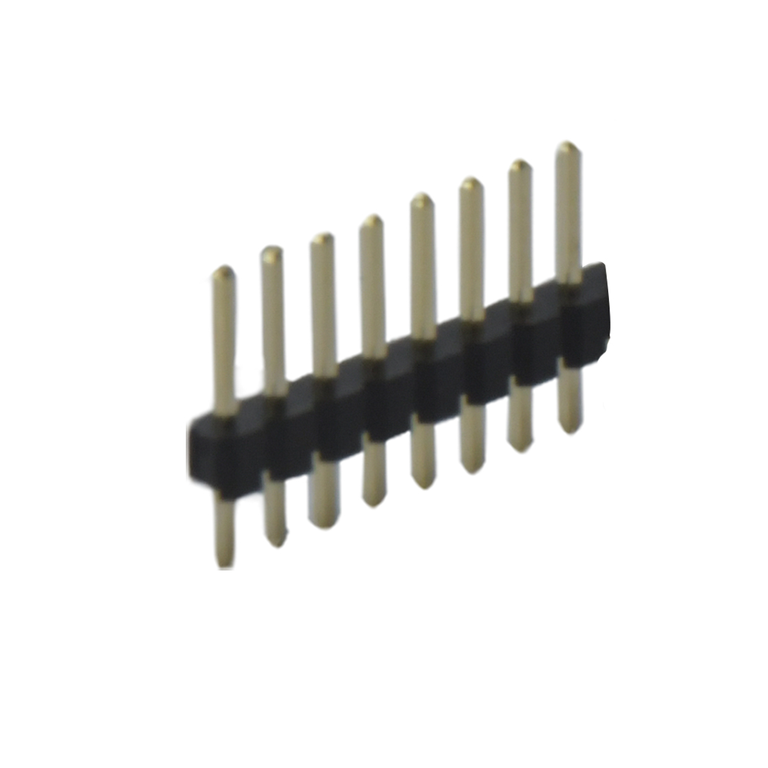 Pitch 2.54mm 180° 单排 DIP 单塑 排针 L=11.5MM 1X08Pin 黑色 PA6T，94V-0 镀全金G/F