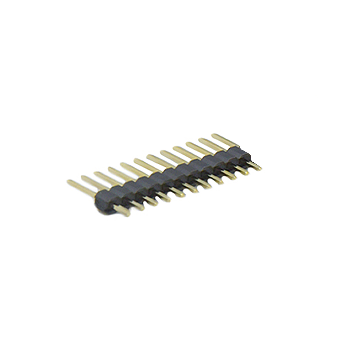 Pitch 2.54mm 180° 单排 DIP 单塑 排针 L=11.5MM 1X11Pin 黑色 PA6T，94V-0 镀全金G/F