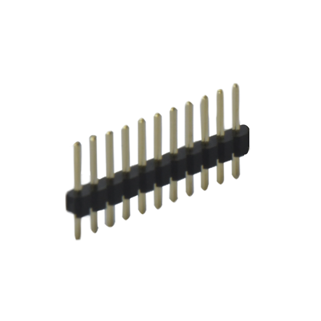 Pitch 2.54mm 180° 单排 DIP 单塑 排针 L=11.5MM 1X11Pin 黑色 PA6T，94V-0 镀全金G/F