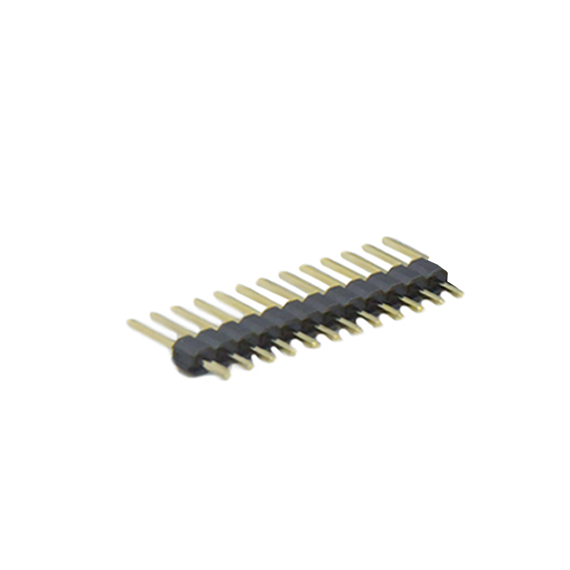 Pitch 2.54mm 180° 单排 DIP 单塑 排针 L=11.5MM 1X12Pin 黑色 PA6T，94V-0 镀全金G/F