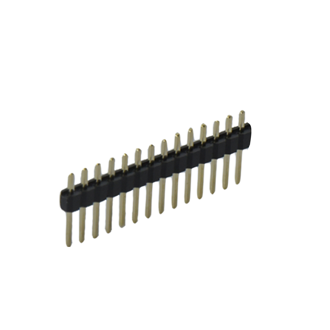 Pitch 2.54mm 180° 单排 DIP 单塑 排针 L=11.5MM 1X13Pin 黑色 PA6T，94V-0 镀全金G/F