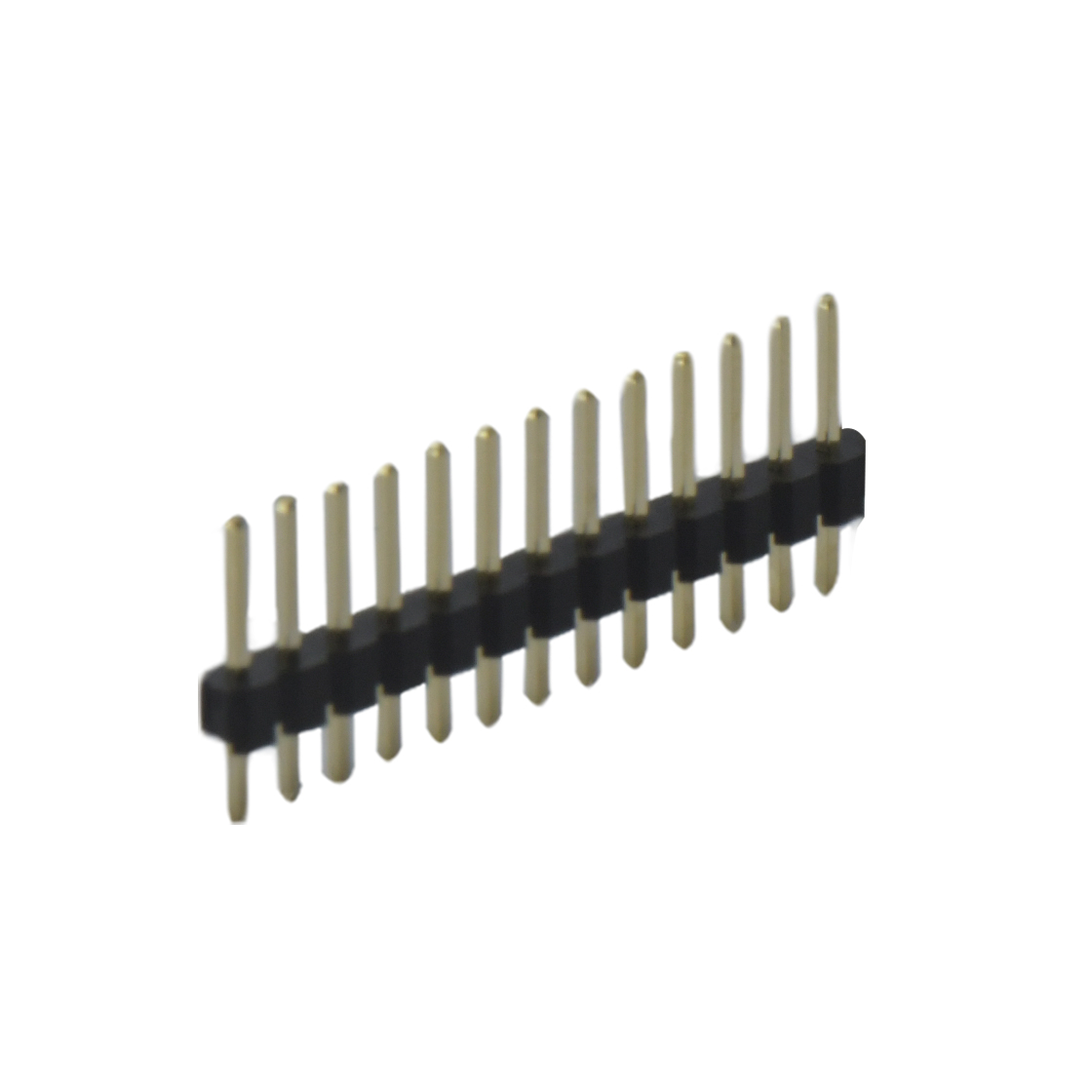 Pitch 2.54mm 180° 单排 DIP 单塑 排针 L=11.5MM 1X13Pin 黑色 PA6T，94V-0 镀全金G/F