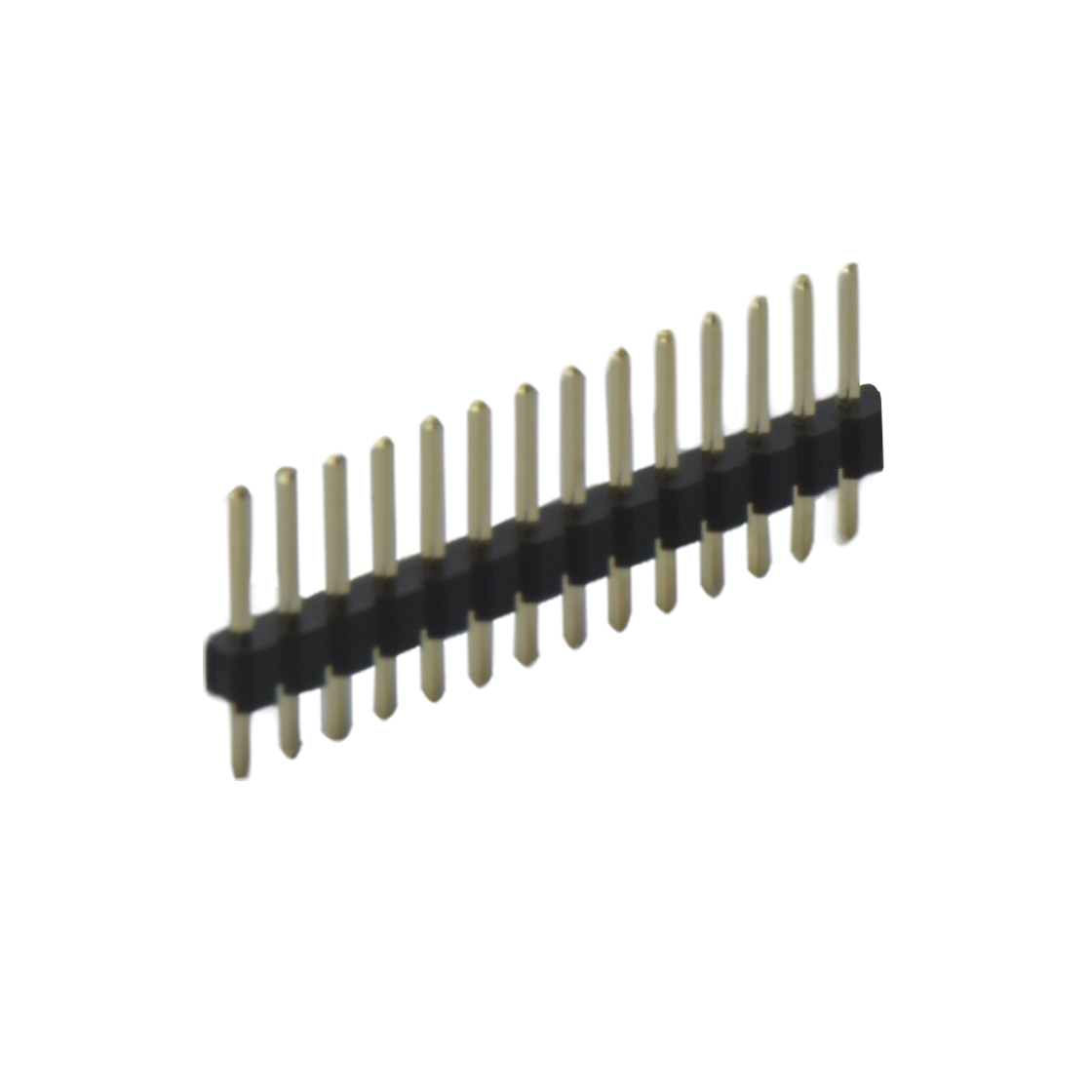 Pitch 2.54mm 180° 单排 DIP 单塑 排针 L=11.5MM 1X14Pin 黑色 PA6T，94V-0 镀全金G/F