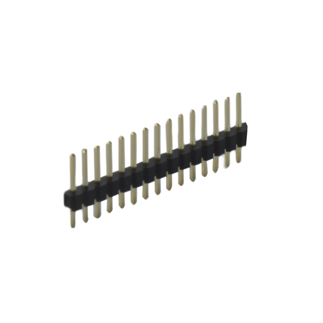 Pitch 2.54mm 180° 单排 DIP 单塑 排针 L=11.5MM 1X15Pin 黑色 PA6T，94V-0 镀全金G/F