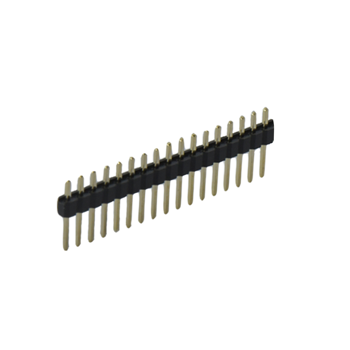 Pitch 2.54mm 180° 单排 DIP 单塑 排针 L=11.5MM 1X16Pin 黑色 PA6T，94V-0 镀全金G/F
