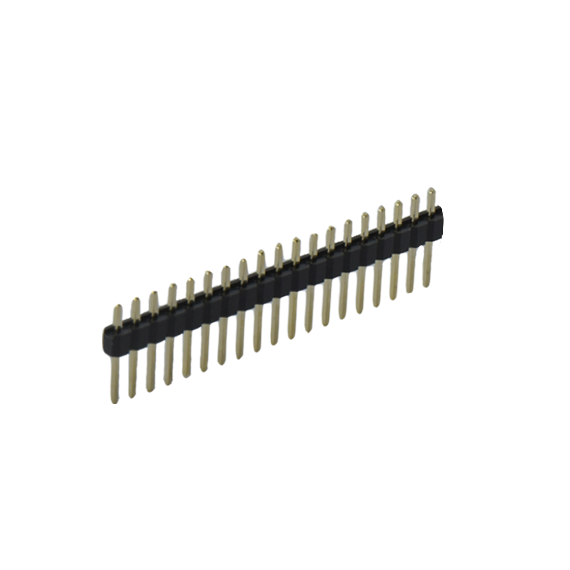 Pitch 2.54mm 180° 单排 DIP 单塑 排针 L=11.5MM 1X18Pin 黑色 PA6T，94V-0 镀全金G/F