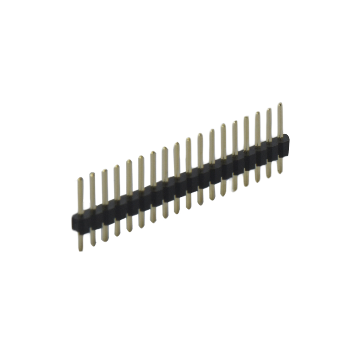 Pitch 2.54mm 180° 单排 DIP 单塑 排针 L=11.5MM 1X18Pin 黑色 PA6T，94V-0 镀全金G/F
