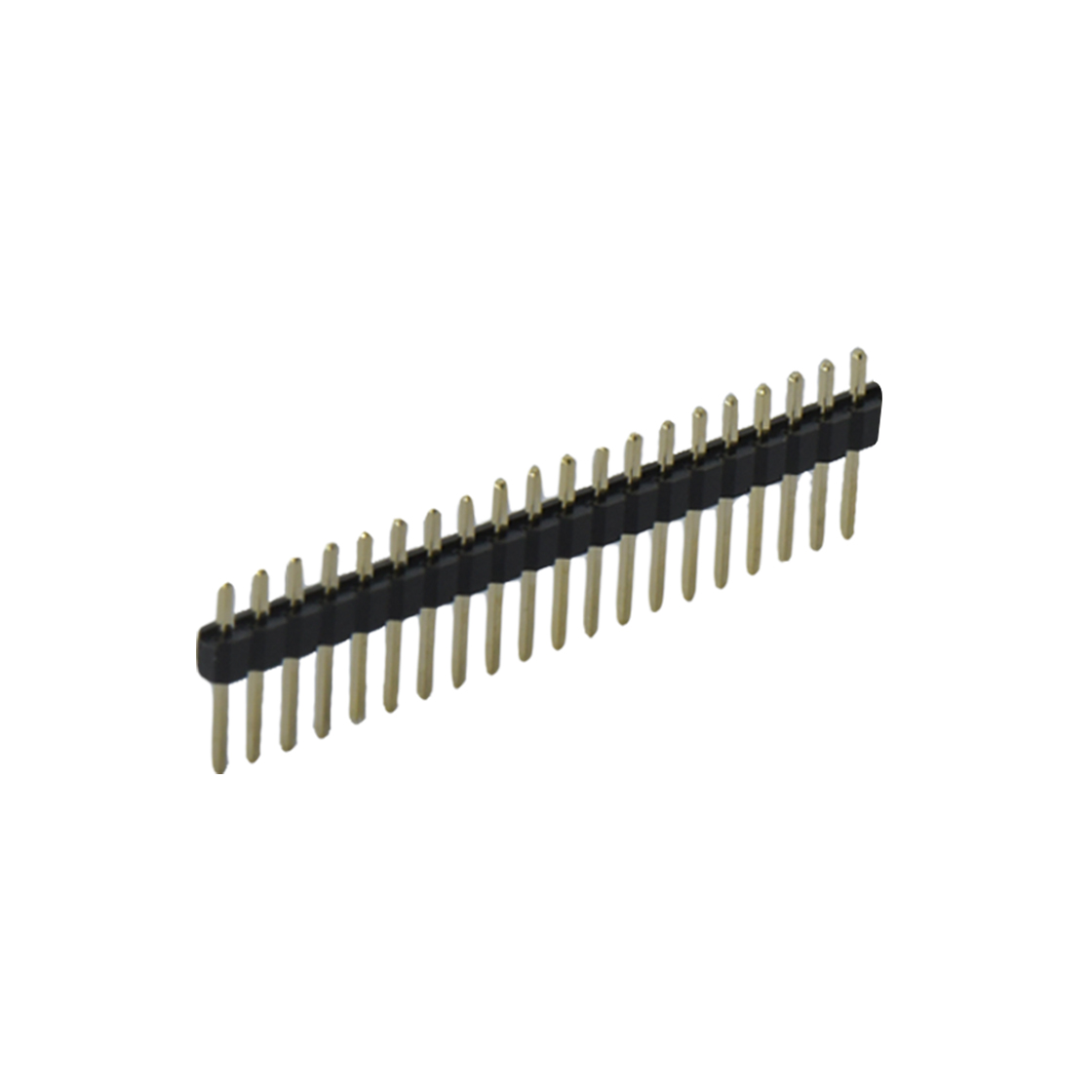 Pitch 2.54mm 180° 单排 DIP 单塑 排针 L=11.5MM 1X19Pin 黑色 PA6T，94V-0 镀全金G/F