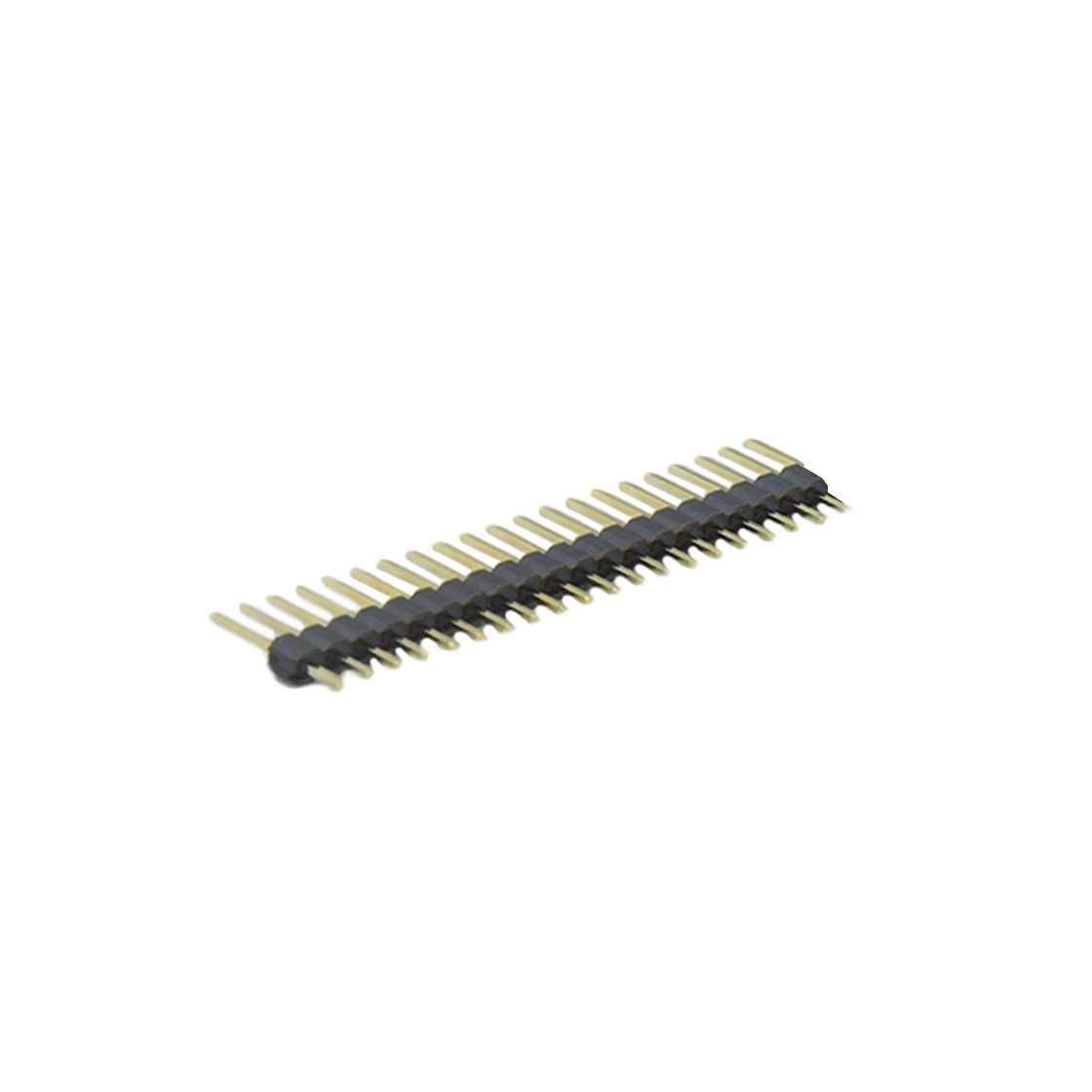 Pitch 2.54mm 180° 单排 DIP 单塑 排针 L=11.5MM 1X20Pin 黑色 PA6T，94V-0 镀全金G/F
