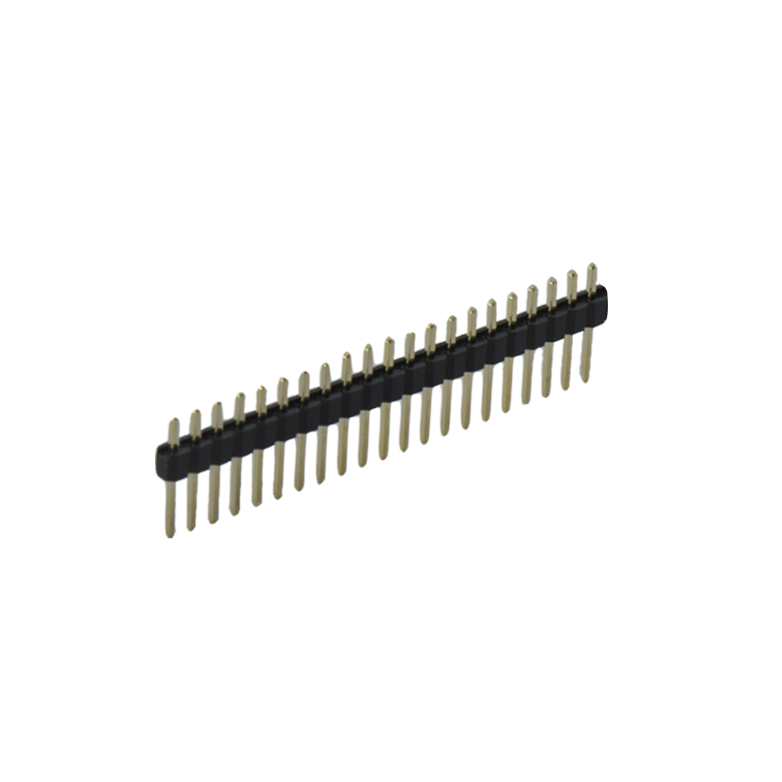 Pitch 2.54mm 180° 单排 DIP 单塑 排针 L=11.5MM 1X20Pin 黑色 PA6T，94V-0 镀全金G/F