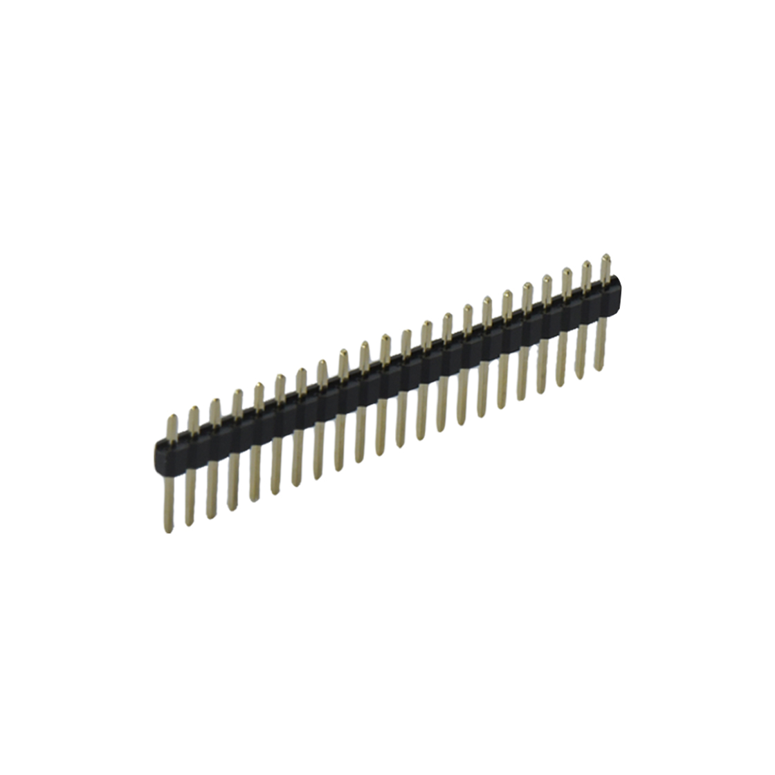 Pitch 2.54mm 180° 单排 DIP 单塑 排针 L=11.5MM 1X21Pin 黑色 PA6T，94V-0 镀全金G/F