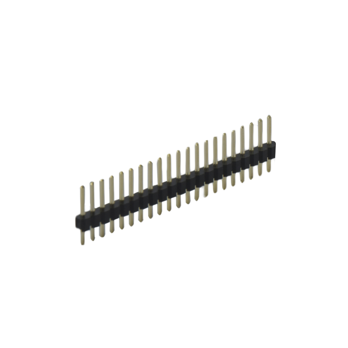 Pitch 2.54mm 180° 单排 DIP 单塑 排针 L=11.5MM 1X21Pin 黑色 PA6T，94V-0 镀全金G/F