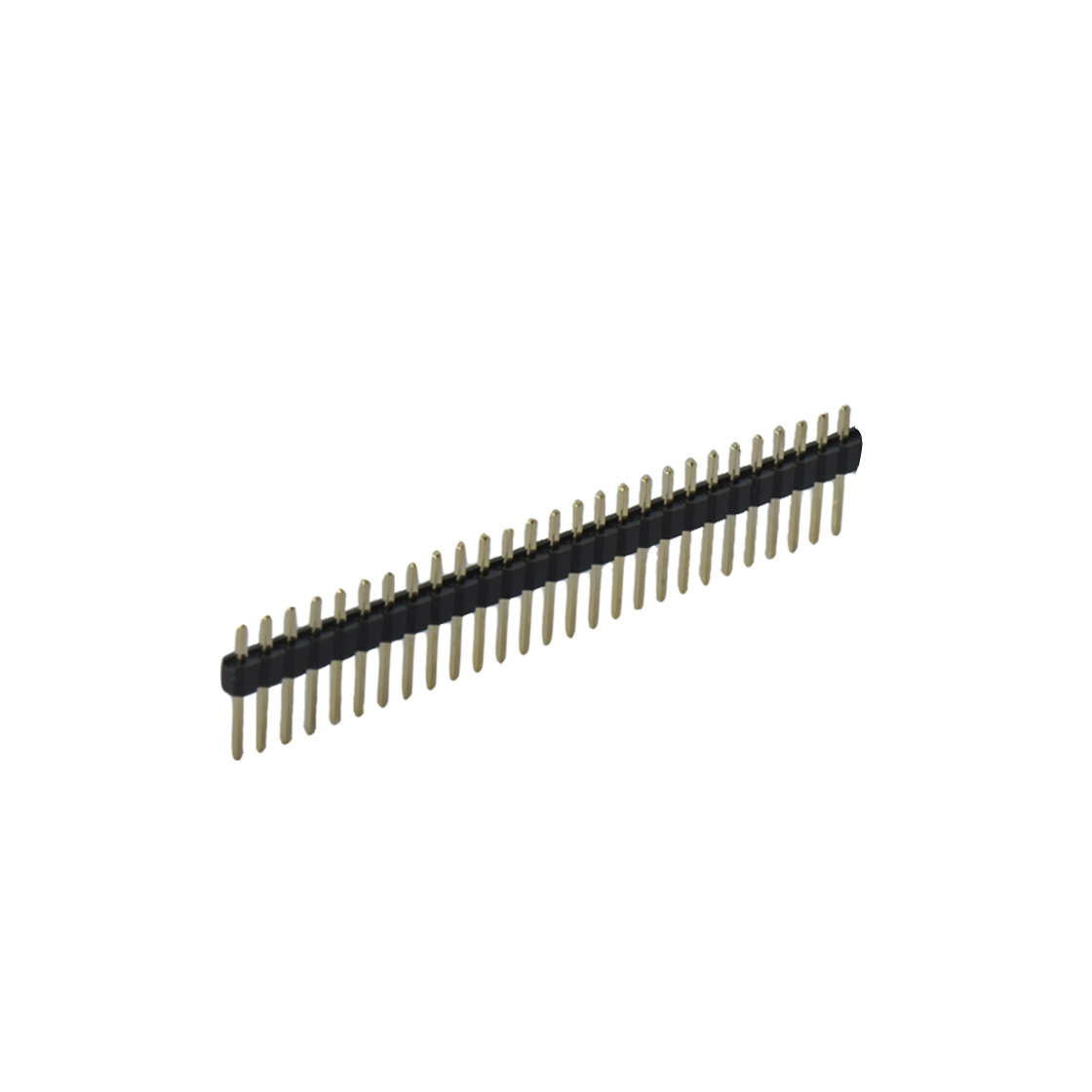 Pitch 2.54mm 180° 单排 DIP 单塑 排针 L=11.5MM 1X27Pin 黑色 PA6T，94V-0 镀全金G/F