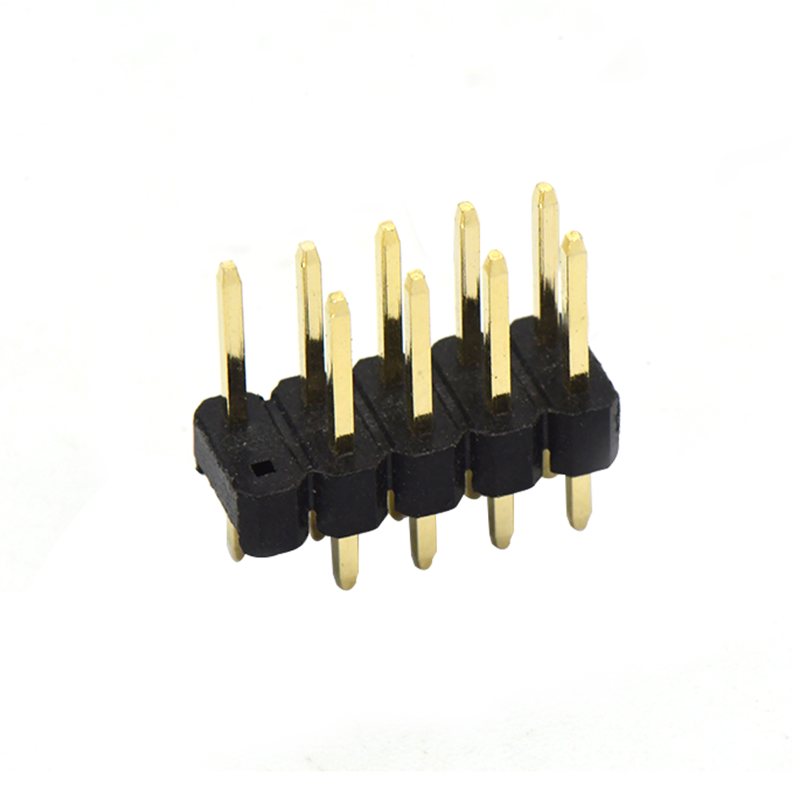 Pitch 2.54mm 180° 双排 DIP 2X5P 单塑排针 空第10P L=11.5MM PC 3.0 黑色 PA6T，94V-0 镀全金G/F