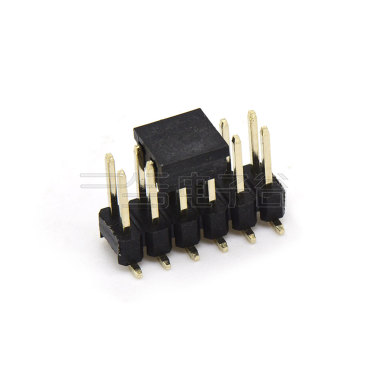 Pitch 2.54mm 180°双排 SMT单塑 排针 2X06Pin 黑色 镀全金G/F