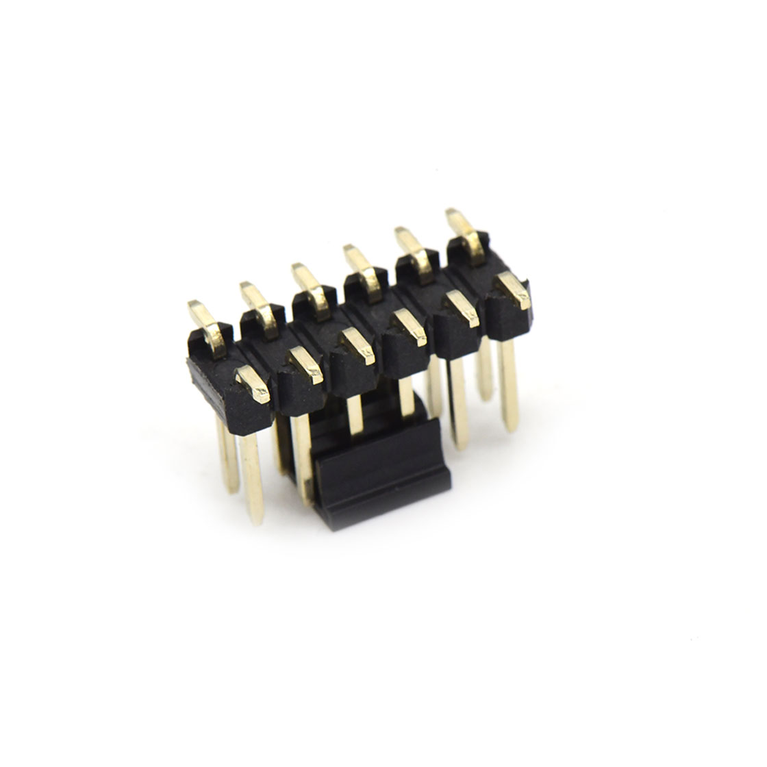 Pitch 2.54mm 180°双排 SMT单塑 排针 2X06Pin 黑色 镀全金G/F