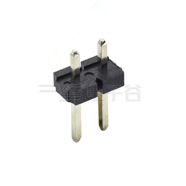 Pitch 5.08mm 180° 单排针 DIP H2.5 PA6.5 PC3.0 2Pin 黑色 LCP，94V-0 镀雾锡
