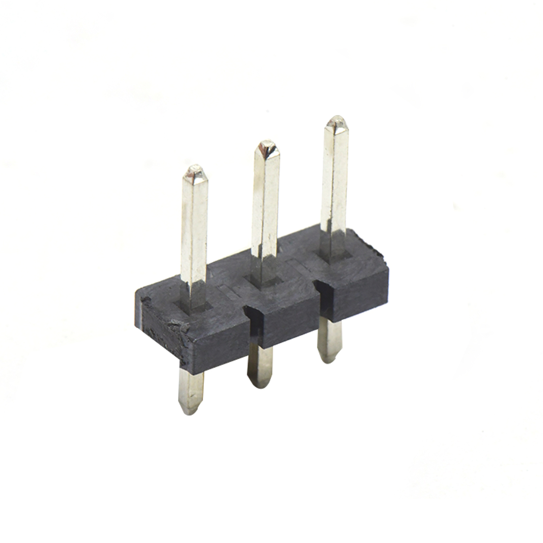 Pitch 5.08mm 180° 单排针 DIP H2.5 PA8.8 PC2.9 L=14.2 3Pin 黑色 LCP，94V-0 镀雾锡