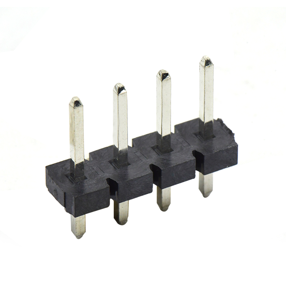 Pitch 5.08mm 180° 单排针 DIP H2.5 PA8.8 PC2.9 L=14.2 4Pin 黑色 LCP，94V-0 镀雾锡