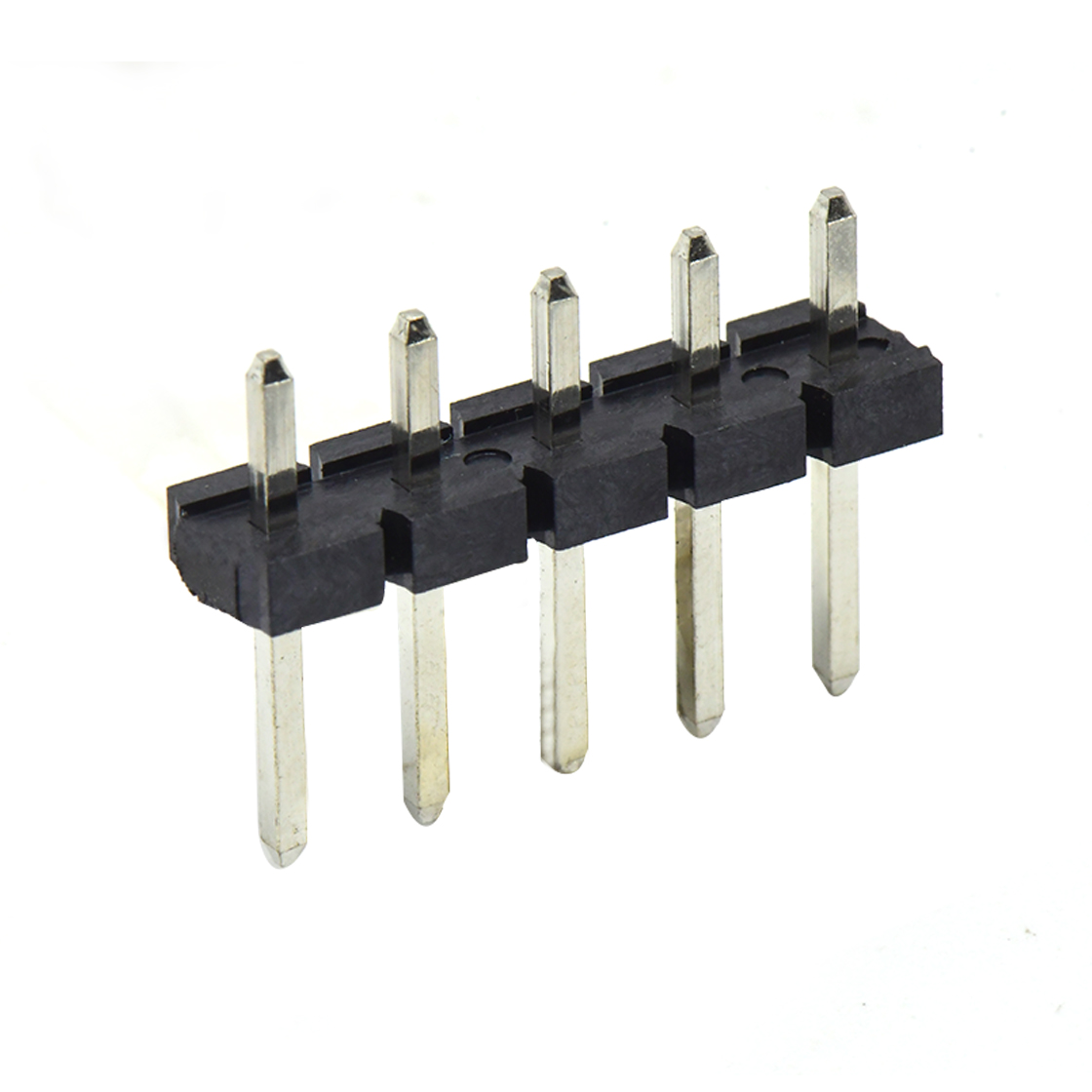 Pitch 5.08mm 180° 单排针 DIP H2.5 PA8.8 PC2.9 L=14.2 5Pin 黑色 LCP，94V-0 镀雾锡