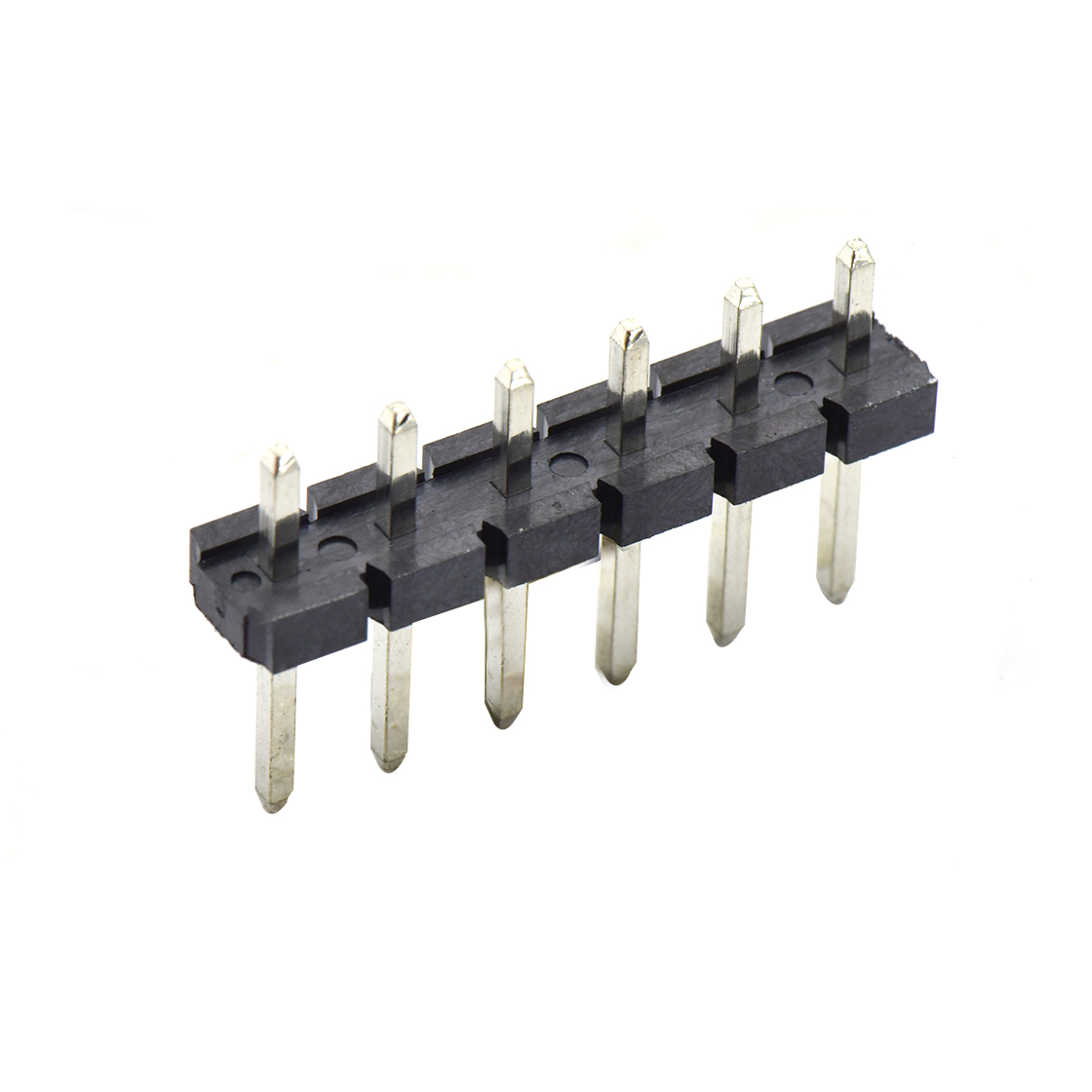Pitch 5.08mm 180° 单排针 DIP H2.5 PA6.5 PC3.0 6Pin 黑色 LCP，94V-0 镀雾锡