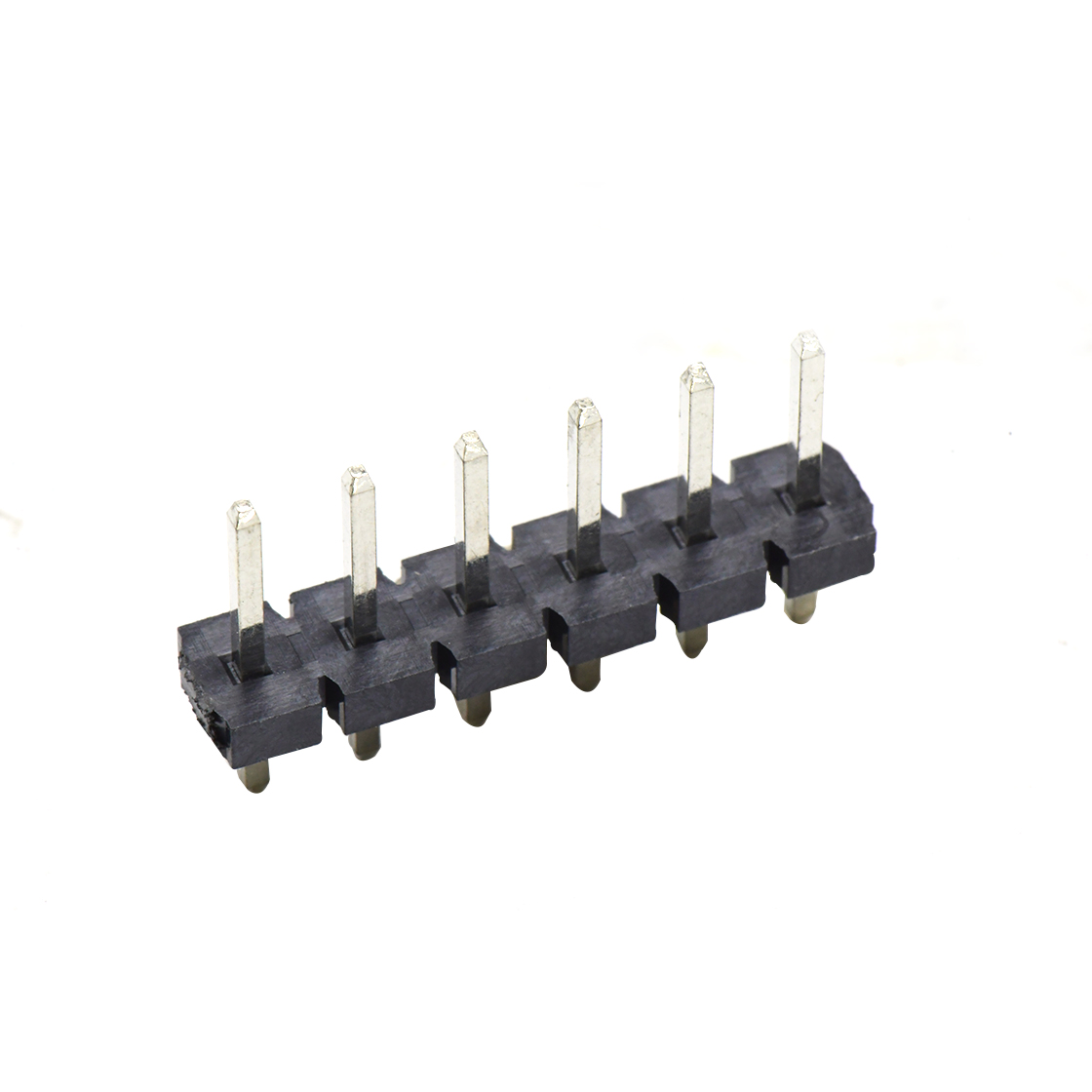 Pitch 5.08mm 180° 单排针 DIP H2.5 PA6.5 PC3.0 6Pin 黑色 LCP，94V-0 镀雾锡