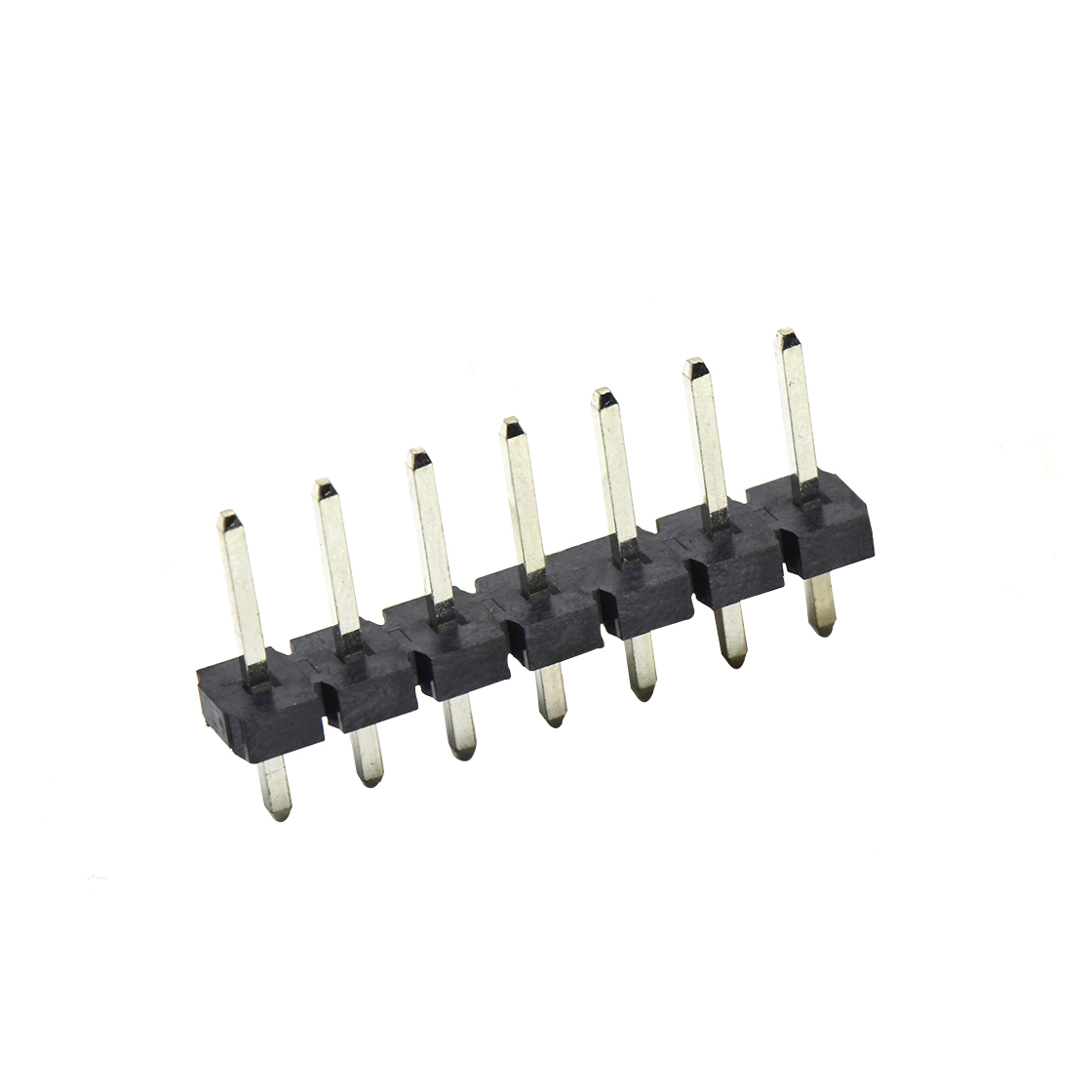 Pitch 5.08mm 180° 单排针 DIP H2.5 PA6.5 PC3.0 7Pin 黑色 LCP，94V-0 镀雾锡