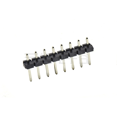 Pitch 5.08mm 180° 单排针 DIP H2.5 PA8.8 PC2.9 L=14.2 8Pin 黑色 LCP，94V-0 镀雾锡