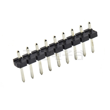 Pitch 5.08mm 180° 单排针 DIP H2.5 PA8.8 PC2.9 L=14.2 9Pin 黑色 LCP，94V-0 镀雾锡