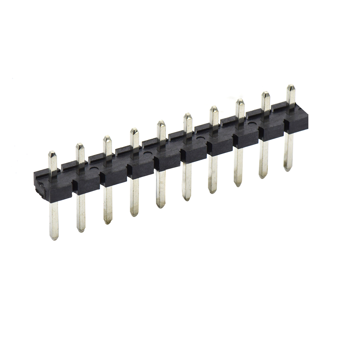 Pitch 5.08mm 180° 单排针 DIP H2.5 PA8.8 PC2.9 L=14.2 10Pin 黑色 LCP，94V-0 镀雾锡