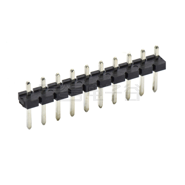 Pitch 5.08mm 180° 单排针 DIP H2.5 PA8.8 PC2.9 L=14.2 10Pin 黑色 LCP，94V-0 镀雾锡