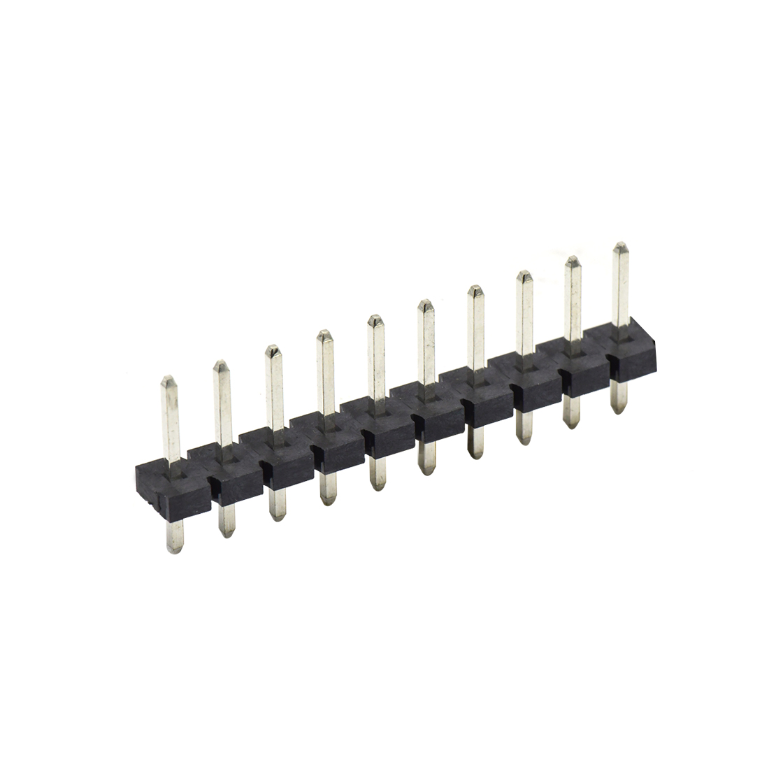 Pitch 5.08mm 180° 单排针 DIP H2.5 PA8.8 PC2.9 L=14.2 10Pin 黑色 LCP，94V-0 镀雾锡