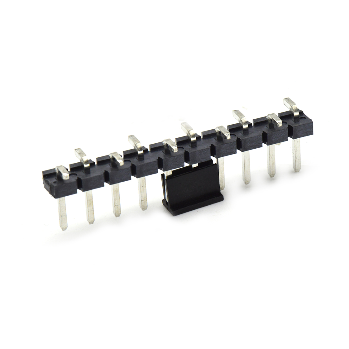 Pitch 5.08mm 180° 单排针 CAP+SMT 第1P朝前 H2.5 PC8.64 10Pin 黑色 LCP,94V-0 镀雾锡