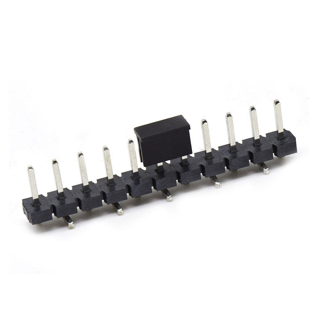 Pitch 5.08mm 180° 单排针 CAP+SMT 第1P朝前 H2.5 PC8.64 11Pin 黑色 LCP,94V-0 镀雾锡