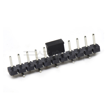 Pitch 5.08mm 180° 单排针 CAP+SMT 第1P朝前 H2.5 PC8.64 11Pin 黑色 LCP,94V-0 镀雾锡