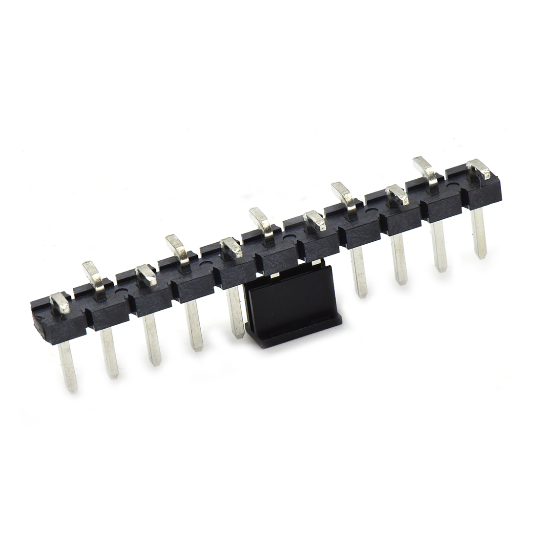 Pitch 5.08mm 180° 单排针 CAP+SMT 第1P朝前 H2.5 PC8.64 11Pin 黑色 LCP,94V-0 镀雾锡