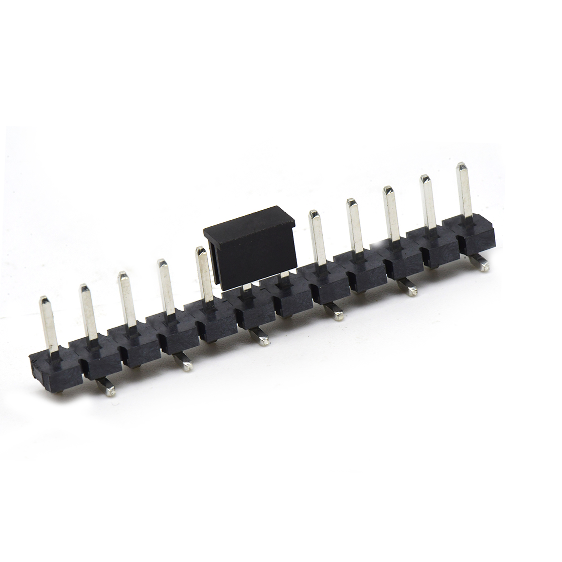 Pitch 5.08mm 180° 单排针 CAP+SMT 第1P朝前 H2.5 PC8.64 12Pin 黑色 LCP,94V-0 镀雾锡