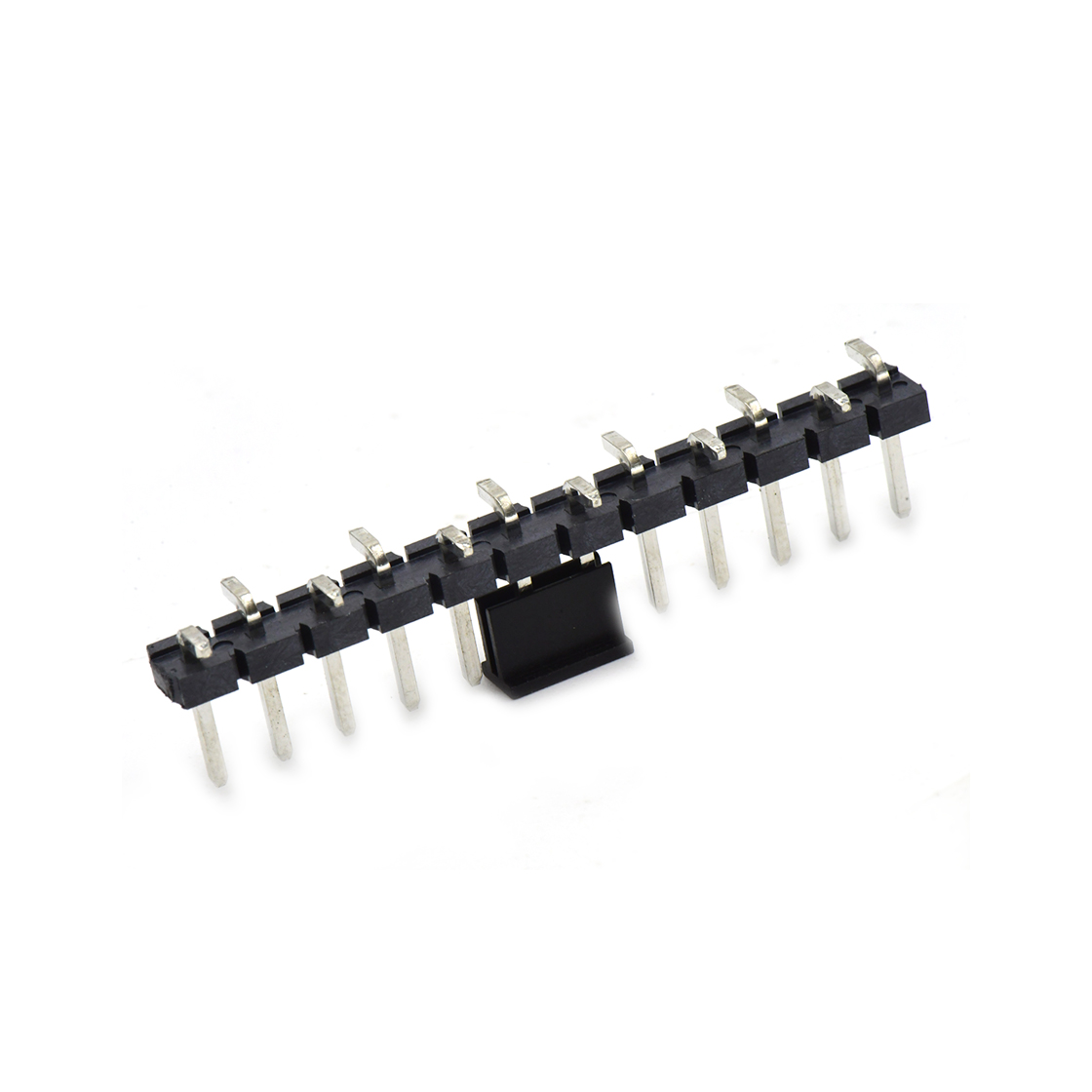 Pitch 5.08mm 180° 单排针 CAP+SMT 第1P朝前 H2.5 PC8.64 12Pin 黑色 LCP,94V-0 镀雾锡