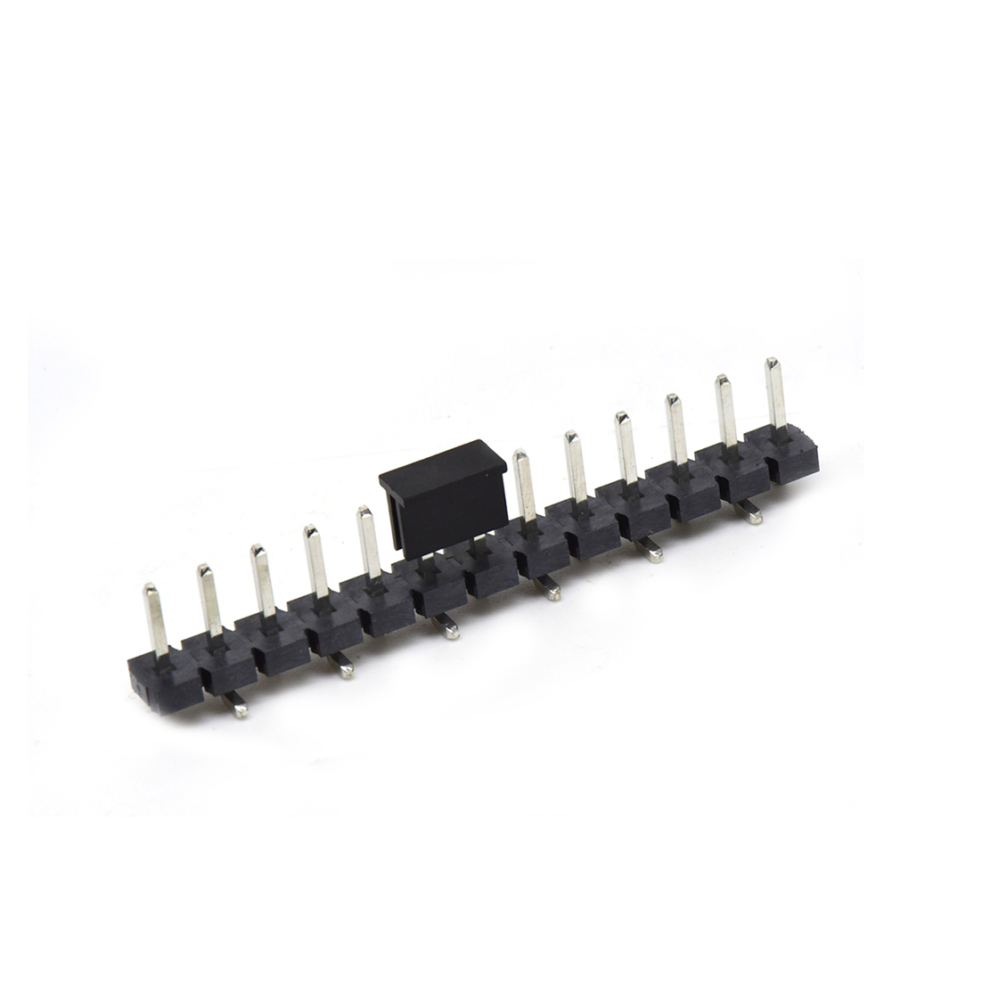 Pitch 5.08mm 180° 单排针 CAP+SMT 第1P朝前 H2.5 PC8.64 13Pin 黑色 LCP,94V-0 镀雾锡
